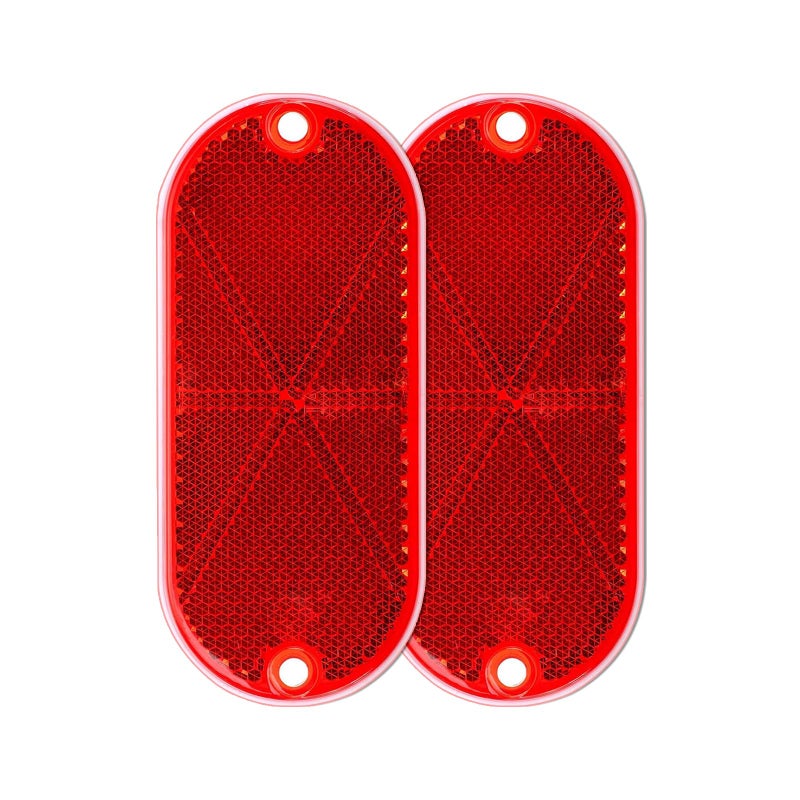 MFC PROã€‘ 2Pcs Plastic Oval Reflectors Red/Yellow/White Self Adhesive Or Drill Mount Quick Mount E4 Certified (Red) - Image 1